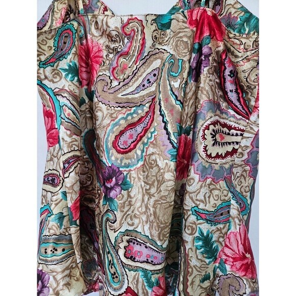 VTG 90s Y2K Floral Paisley Beigh Satin Camisole Tank Top Lingerie Sz M Kathryn - Picture 5 of 9